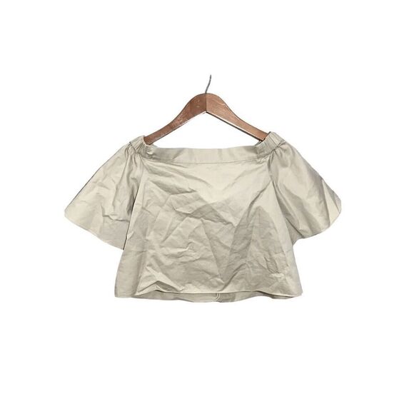 Revolve Tibi Off The Shoulder Top Women’s Sz 2‎ Flutter Sleeve Minimalist Tan - Picture 1 of 7